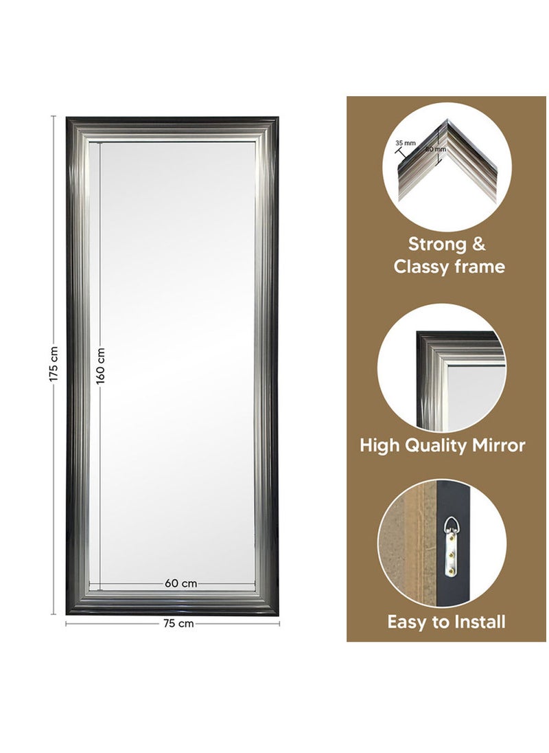 Decorhills Strong Full-Length Dressing Mirror 75x175cm | Large Rectangular Wall-Mounted Mirror for Bedroom, Living Room, Foyer | Thick PVC Frame for Durability & Modern Home Décor - White with Black shade  - Image 3