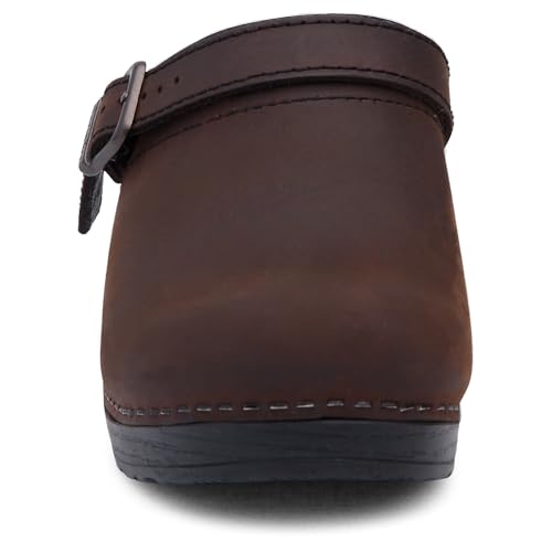 Dansko Ingrid Sling Back Mule Clog for Women - Anti-Fatigue Rocker Bottom Promotes Forward Foot Motion - Premium Leather Uppers for Long-Lasting Wear Antique Brown/Blk 7.5-8 M US - Image 4