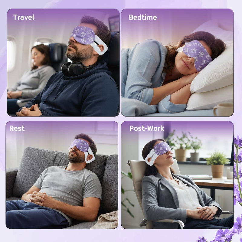Croloose 100 Pcs Steam Eye Masks for Dry Eyes Lavender Self Heated Steam Warm Eye Mask Heated Disposable Eyes Masks for Dark Circles, Puffy, Relief Stress, Fatigue Relaxation Gifts - Image 4
