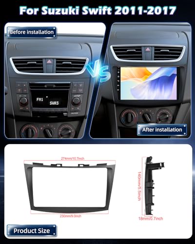 EKAT 4G64G Android 15 Car Stereo for Suzuki Swift 2011 2012 2013 2014 2015 with Wireless Carplay Android Auto 9 Inch HD Touchscreen Radio with EQ5G WiFiGPSSWCMirror Link AHD Rear View Camera - Image 3