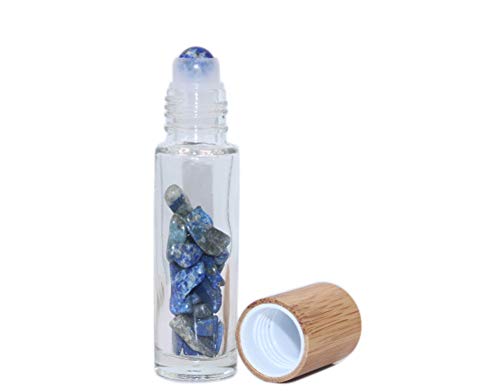 Wresty 10ml Roll On Bottle With Gemstone Rollerball&Crystal Chips Inside,10 Packs Glass Roller Bottles Essential Oil Sample Bottles(Bamboo Lids) - Image 3
