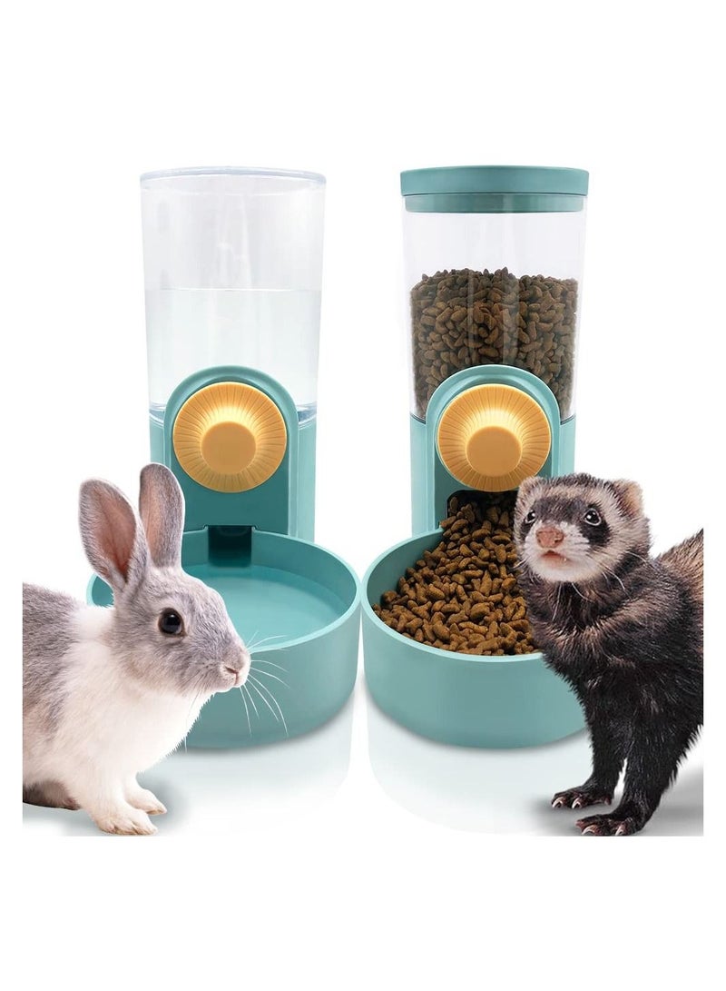 Pet Food Water Dispenser, Hanging Automatic Bowl for Cage Pet Supplies, Gravity Auto Feeder Waterer Set for Small Dog Cat Small Animals Rabbit Chinchilla Guinea Pig Hedgehog Ferret (Green) - Image 1