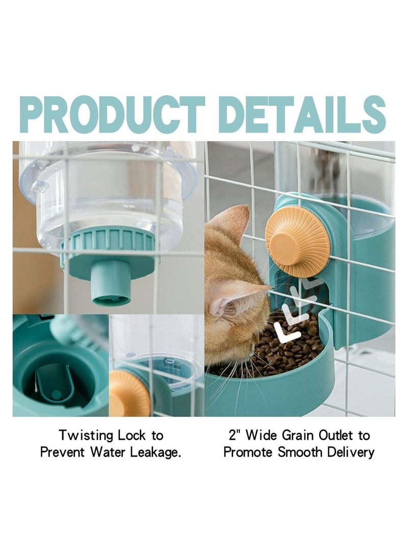 Pet Food Water Dispenser, Hanging Automatic Bowl for Cage Pet Supplies, Gravity Auto Feeder Waterer Set for Small Dog Cat Small Animals Rabbit Chinchilla Guinea Pig Hedgehog Ferret (Green) - Image 3