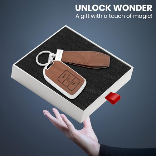 keyzone Woodgrain TPU Key Cover & Keychain for Honda City, Civic, Jazz, Brio, Amaze, CR-V, WR-V, BR-V, Mobilio, Elevate 3B Smart Key (Walnut Brown) - Image 4