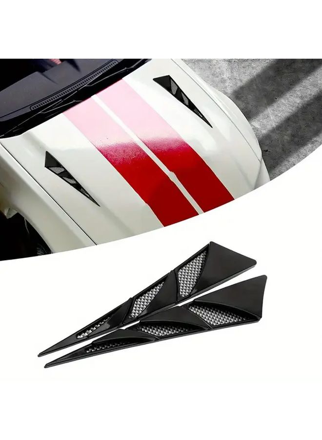 Universal Car Hood Vent Air Intake Covers 2pcs Silvery Auto Exterior Decorative Trim - Image 1