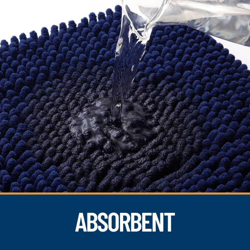 OLANLY Dog Door Mat for Muddy Paws 24x16, Absorbs Moisture and Dirt, Absorbent Non-Slip Washable Doormat, Quick Dry Chenille Mud Mat for Dogs, Entry Indoor Entryway Carpet for Inside Floor, Navy Blue - Image 3