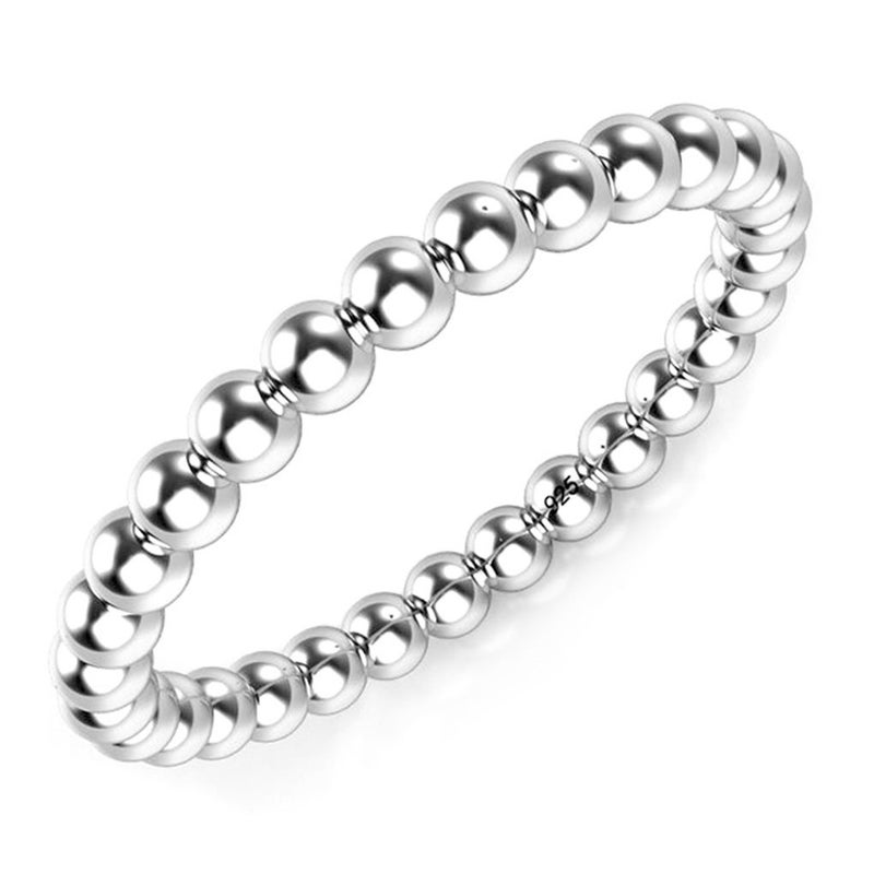 Metal Factory Sz 10 Sterling Silver 2MM Eternity Bead Wedding Band Ring