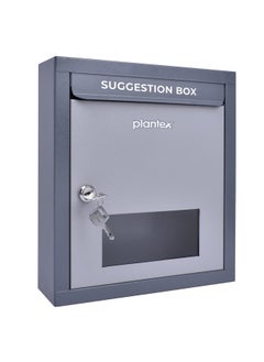 Plantex All in one Multipurpose use Box- Letter Box/Post Box for Gate Home and Office/Suggestion Box for Office use/Complaint/Donation Box with Lock Table Top or Wall Mount Pack of 1 - (Grey)