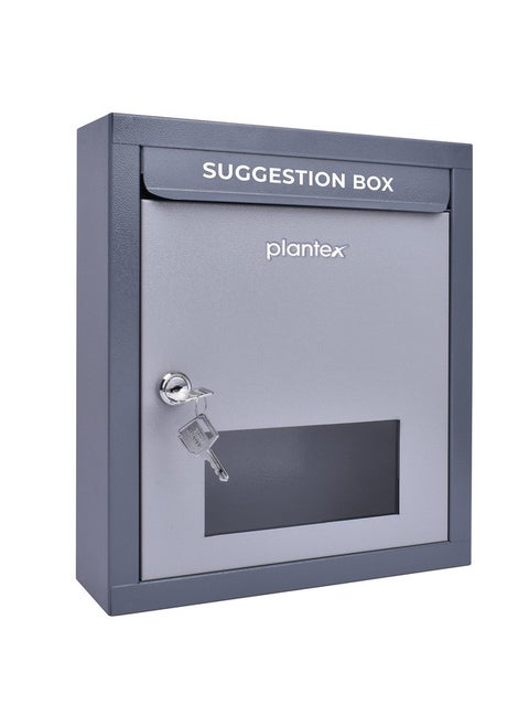 Plantex All in one Multipurpose use Box- Letter Box/Post Box for Gate Home and Office/Suggestion Box for Office use/Complaint/Donation Box with Lock Table Top or Wall Mount Pack of 1 - (Grey)