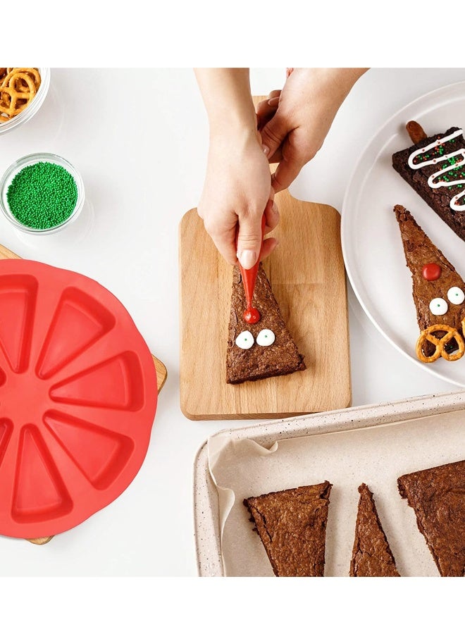 قطعتان من قوالب الكيك المثلثة المصنوعة من السيليكون - قالب بيتزا سكون ذو 8 تجاويف، للبراونيز، والمافن، وكعكة الجبن، وخبز الذرة - Image 5