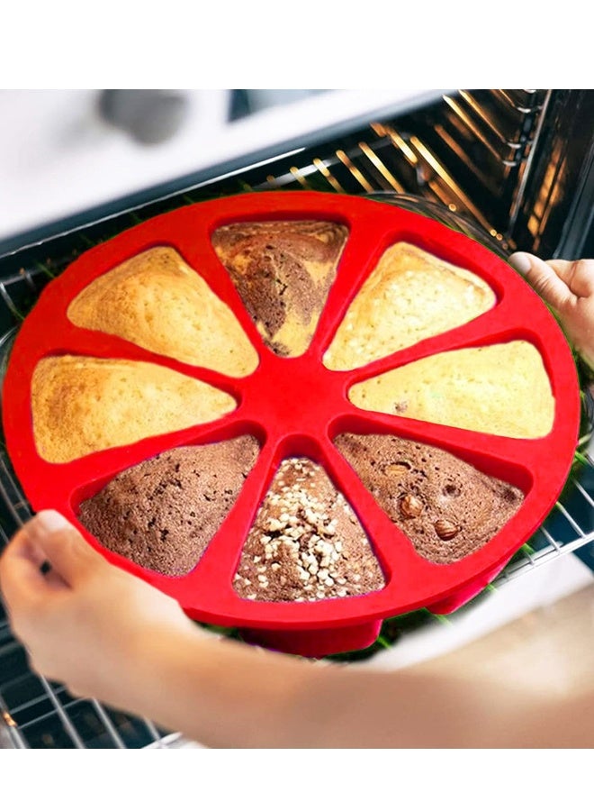 قطعتان من قوالب الكيك المثلثة المصنوعة من السيليكون - قالب بيتزا سكون ذو 8 تجاويف، للبراونيز، والمافن، وكعكة الجبن، وخبز الذرة - Image 4
