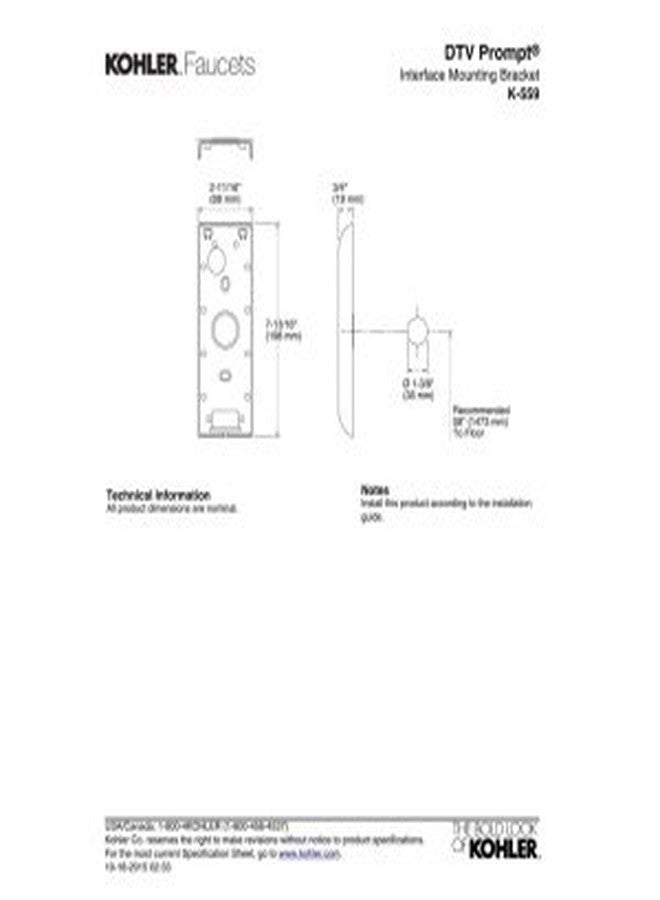 KOHLER K-559-CP DTV Prompt Interface Mounting Bracket, Polished Chrome - Image 3