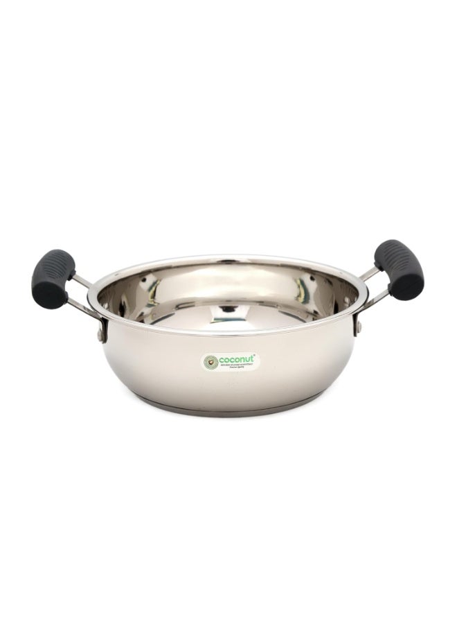 coconut Stainless Steel Capsulated Kadai with Heat-Resistant Silicone Handles | Even Heating & Durable Cookware for Everyday Cooking (1000ML) - Image 2
