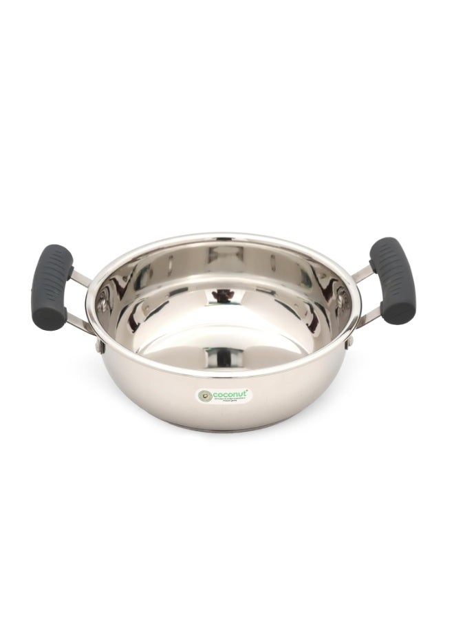 coconut Stainless Steel Capsulated Kadai with Heat-Resistant Silicone Handles | Even Heating & Durable Cookware for Everyday Cooking (1000ML) - Image 1