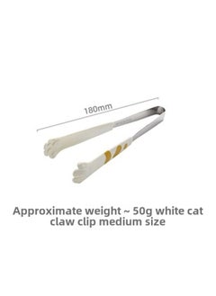 Silicone Food Clip Plastic Non-dirty Hands Snack Clip Cute Cat Claw Clip Kitchen High Temperature Food Clip Potato Chips Clip-Colour:♉♈Medium Cat Claw Clip (18cm) White♉♈