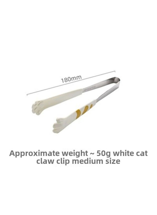 Generic - Silicone Food Clip Plastic Non-dirty Hands Snack Clip Cute Cat Claw Clip Kitchen High Temperature Food Clip Potato Chips Clip-Colour:♉♈Medium Cat Claw Clip (18cm) White♉♈ - Image 1