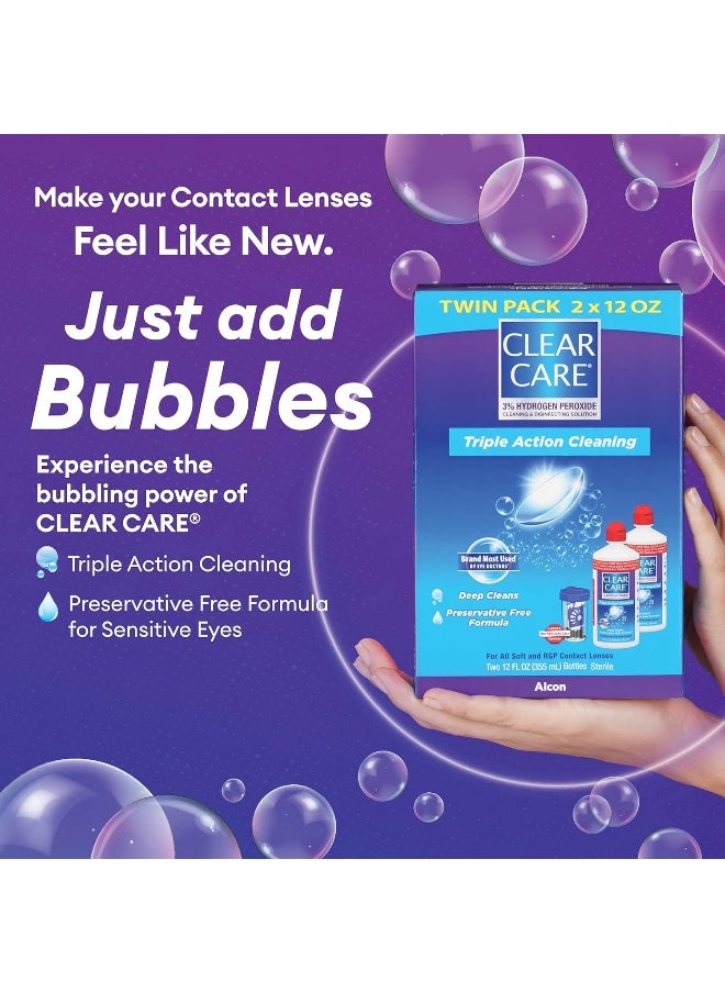 Clear Care - Cleaning & Disinfecting Solution With Lens Case (Pack Of 2, 12Oz Each) - Image 1