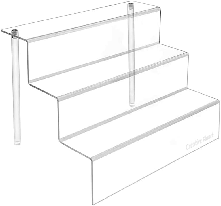Creative Planet 3 Steps Acrylic Display Riser Shelf Cupcake Stand. Display for Showcase Decoration, Dessert Table, Spices Organizer, Funko Pop Toys, Figurines (Acrylic Display Riser Shelf, 1) - Image 1