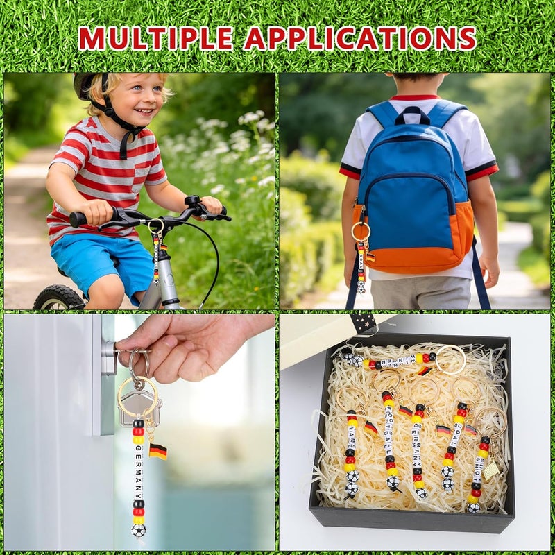 MWOOT German World Cup Keychain Making Kit, Germany Flag Pendant DIY Keychain, Football Acrylic Beads and Letters Gift for Football Lovers - Image 5