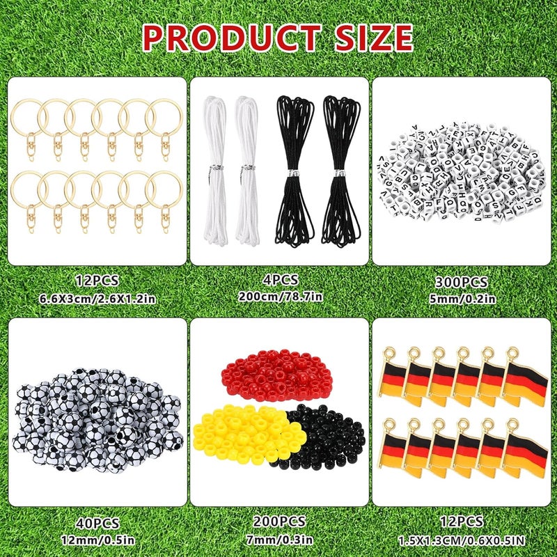 MWOOT German World Cup Keychain Making Kit, Germany Flag Pendant DIY Keychain, Football Acrylic Beads and Letters Gift for Football Lovers - Image 3