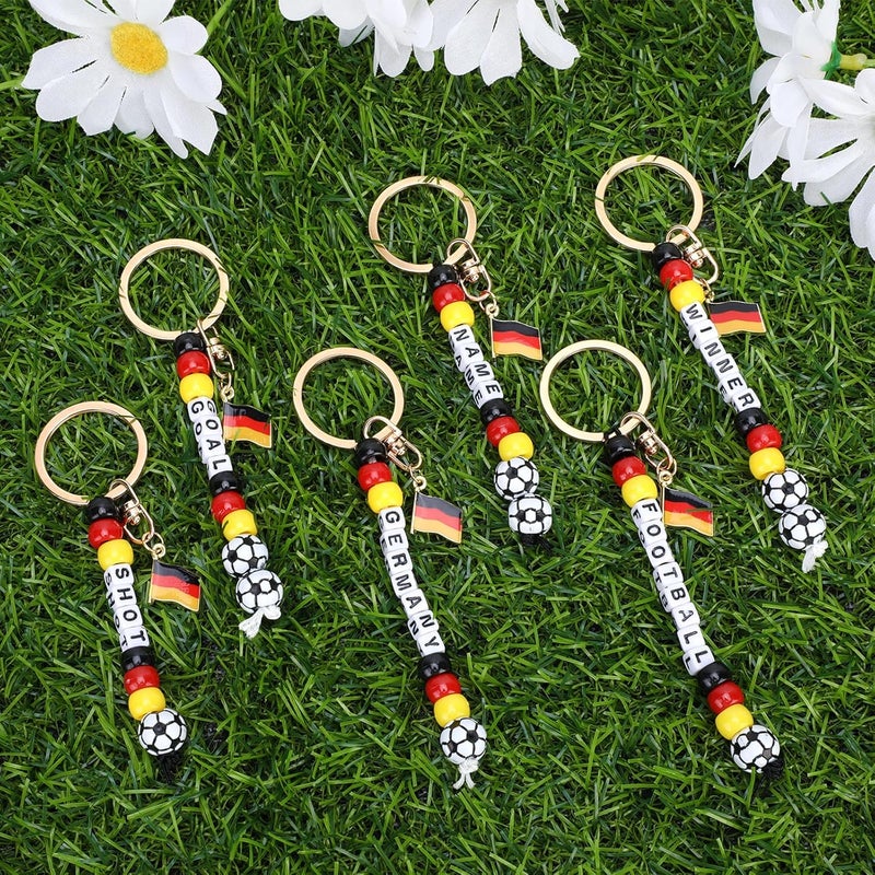 MWOOT German World Cup Keychain Making Kit, Germany Flag Pendant DIY Keychain, Football Acrylic Beads and Letters Gift for Football Lovers - Image 2