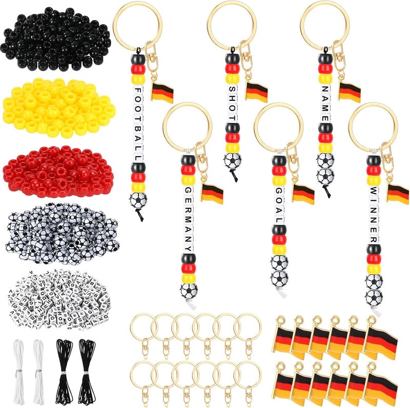 MWOOT German World Cup Keychain Making Kit, Germany Flag Pendant DIY Keychain, Football Acrylic Beads and Letters Gift for Football Lovers - Image 1