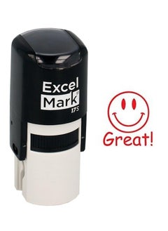 ExcelMark Iley Face - Excelmark Self-Inking Round Teacher Stamp - Red Ink  - Image 1