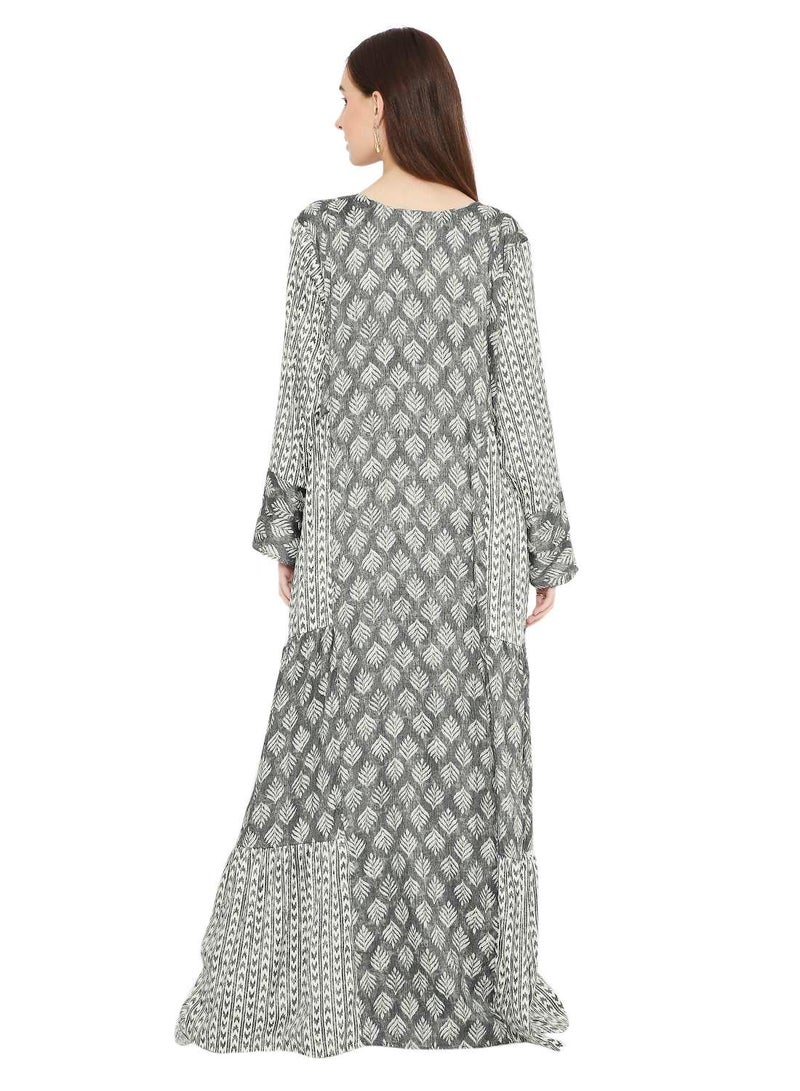 HANA & SARA ELEGANT ARABIC KAFTAN JALABIYA DRESS ADORNED WITH STONE WORK AND THREAD EMBROIDERY  - Image 2