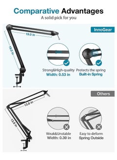 Arabest Microphone Arm Stand, Heavy Duty Mic Arm Microphone Stand Suspension Scissor Boom Stands with Mic Clip and Cable  - Image 4