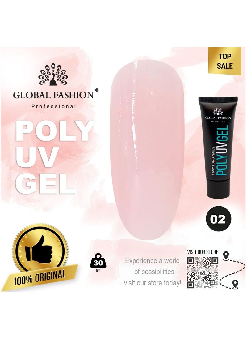 GLOBAL FASHION Global Fashion Poly UV Gel: Long-Lasting, Durable, and Easy-to-Use Nail Enhancements | (02)  - Image 2