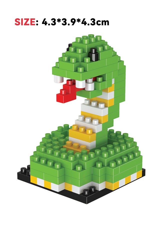 4-Pack Animal Stacking Blocks Set, Cartoon Animal Bricks Set, Mini 3D Puzzles Cartoon Animal Building Block Toy, DIY Block Building Suitable for Aged 6 and Up（Camel/Crocodile/Horse/Snake） - Image 3