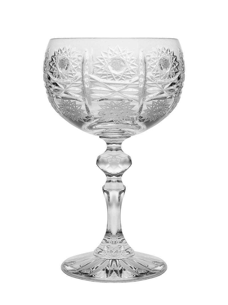 Barski Champagne Glasses  Flute  Saucer  Belle Coupe  Set of 6 Glasses  Hand Cut Crystal  Beautifully Designed  Each Glass is 7 oz  by Barski  Made in Europe 