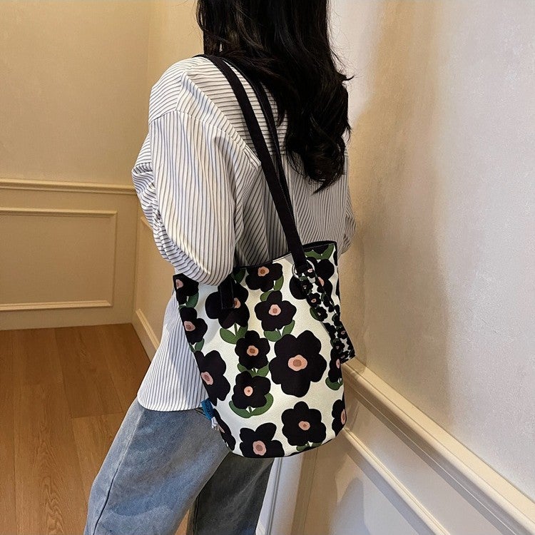 Canvas Bucket Bag With Print, Versatile Niche Design, Girl'S Handbag, Shoulder Bag, Women'S 2026 New Bucket Style - Image 5