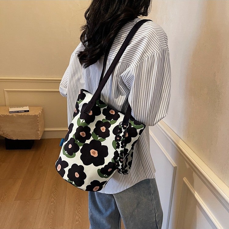 Canvas Bucket Bag With Print, Versatile Niche Design, Girl'S Handbag, Shoulder Bag, Women'S 2026 New Bucket Style - Image 3