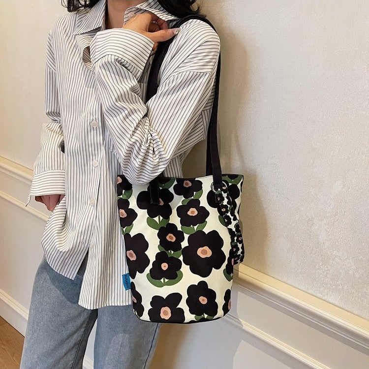 Canvas Bucket Bag With Print, Versatile Niche Design, Girl'S Handbag, Shoulder Bag, Women'S 2026 New Bucket Style - Image 2