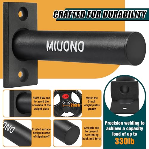 MIUONO Weight Plate Holder, 6 Pack Weight Plate Rack, Fit for 2 Inch Olympic Plate Storage Home Gym - Image 2
