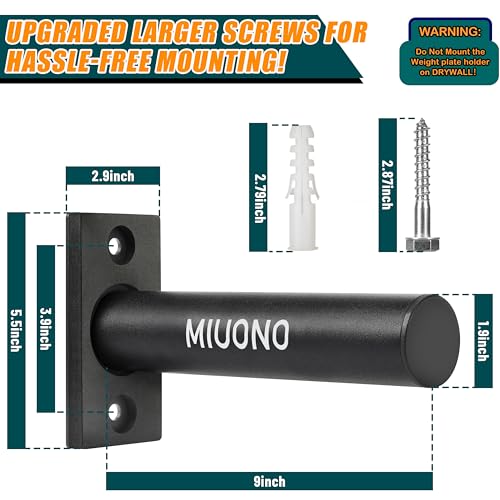 MIUONO Weight Plate Holder, 6 Pack Weight Plate Rack, Fit for 2 Inch Olympic Plate Storage Home Gym - Image 3