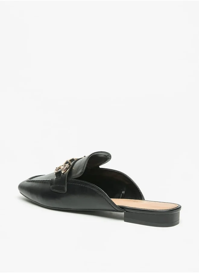 Celeste Women's Solid Slip-On Mules with Metallic Accent