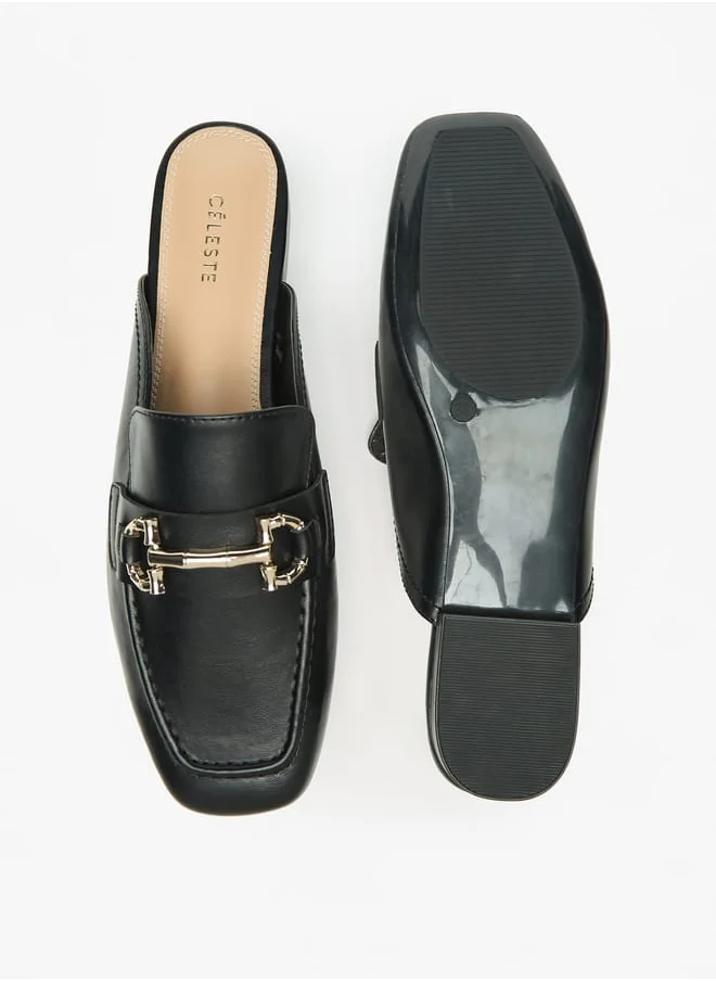 Celeste Women's Solid Slip-On Mules with Metallic Accent