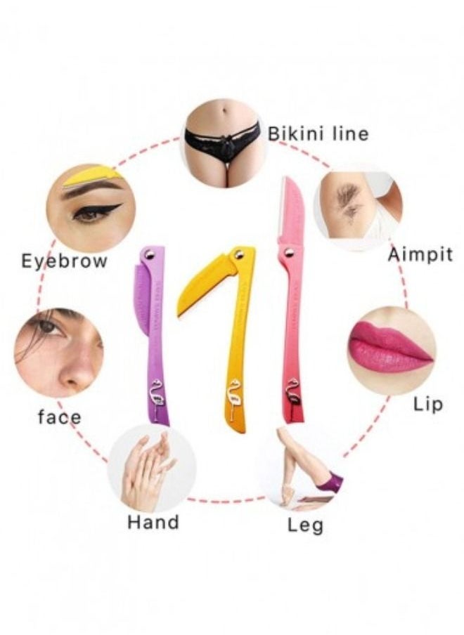 AMYTIS GARDEN - 18 Pieces Flamingos Ladies Razor For Facial And Body Hair Yellow/Pink/Purple - Image 1