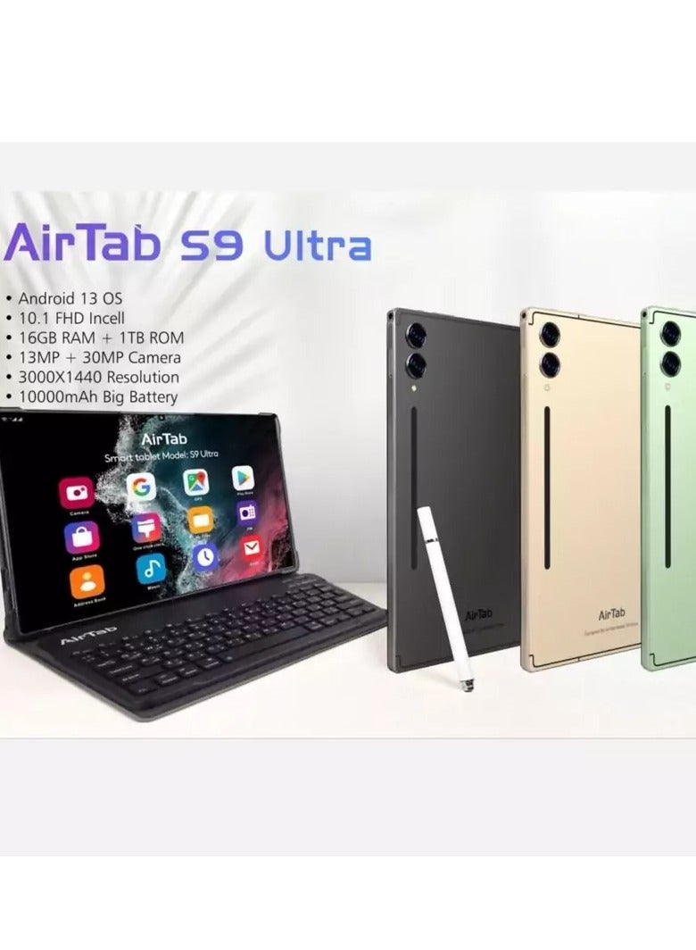 AirTab AirTab S9 Ultra Smart Tablet - 10.1-inch FHD Display, 16GB RAM, 1TB Storage - with Arabic Keyboard - Gold - Image 3