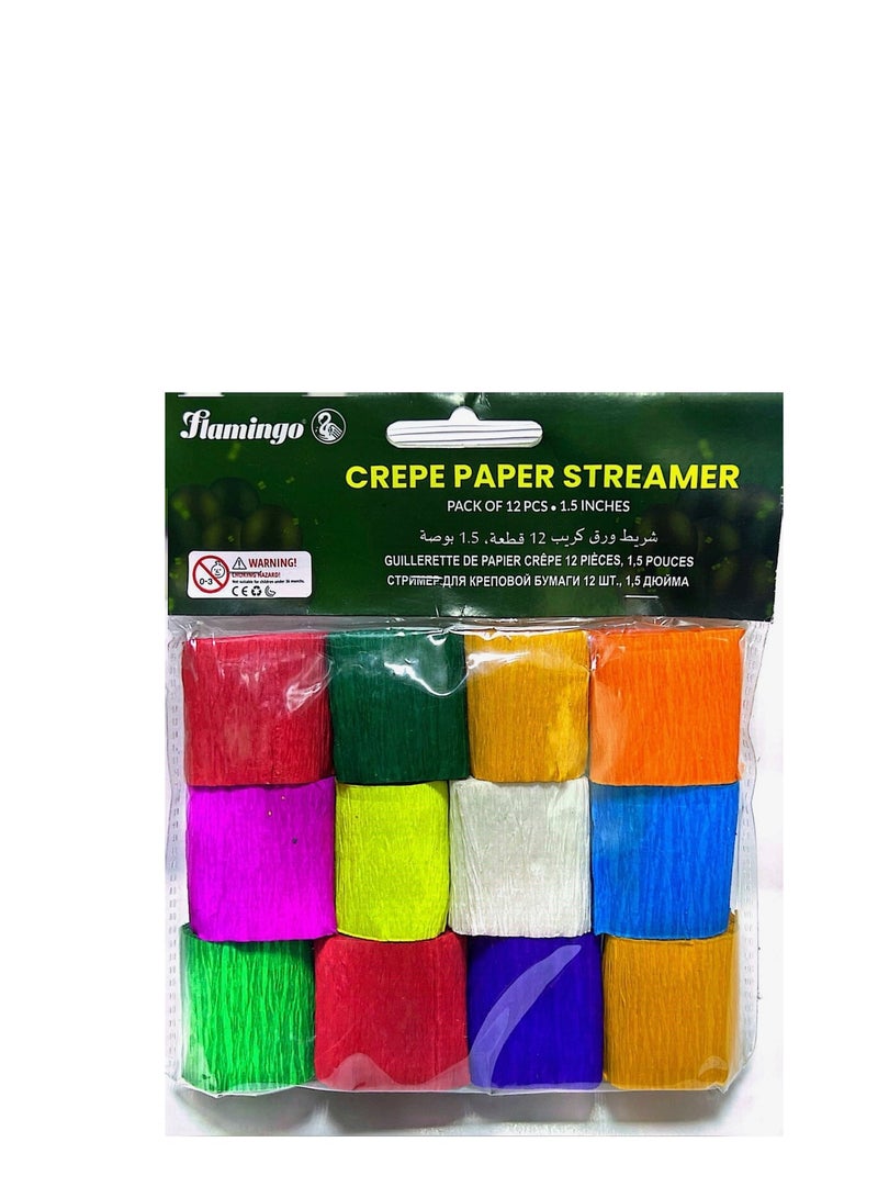 Flamingo 12pcs Crepe Paper Streamers Colored Paper Streamer Birthday Wedding Decorations - Image 5