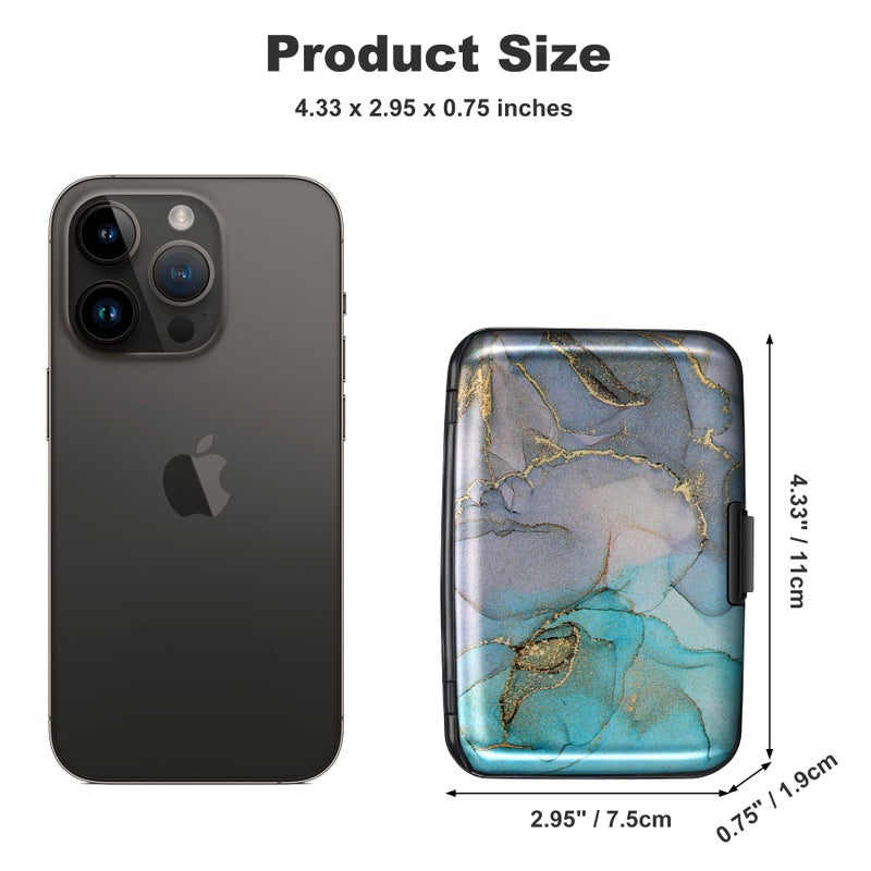 ELFISH Mini RFID Aluminum Wallet Credit Cards Holder Business Card Case Metal ID Case for Men Womenï¼ˆBlue Purple Marble - Image 4