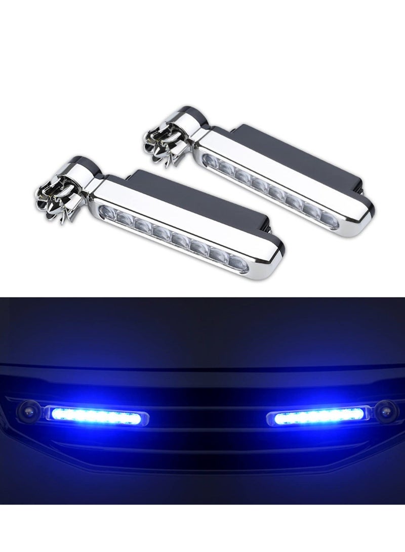 Loquat Wind Power Daytime Running Light 1 Pair 8LEDs Car Universal Wind Energy Powered Daytime Running Light Auxiliary Lamp Automobile Decorative Lamp No Need External Power Supply-Blue - Image 1