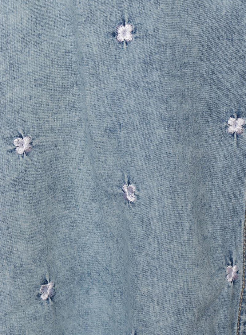 Carina Floral Embroidered Denim Shirt - Image 5