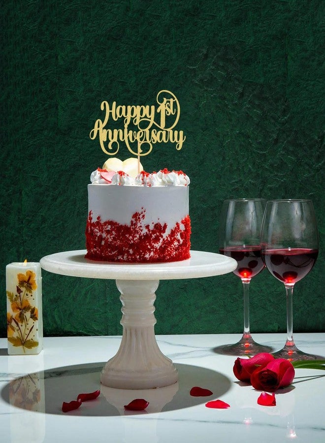 AHAORAY Happy 1st Anniversary Cake Topper - Glitter Golden First Wedding Anniversary Cake Decorations, Perfect for 1st Wedding Anniversary, First Birthday Party or Photo Booth Props - Image 4