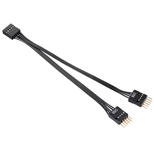 MZHOU Dual USB 2.0 Header Splitter - 9-Pin Motherboard Male to Dual 9-Pin Female Adapter for Internal USB Expansion, PC Builds, Gaming Rigs ((17.6cm Length) - Image 1