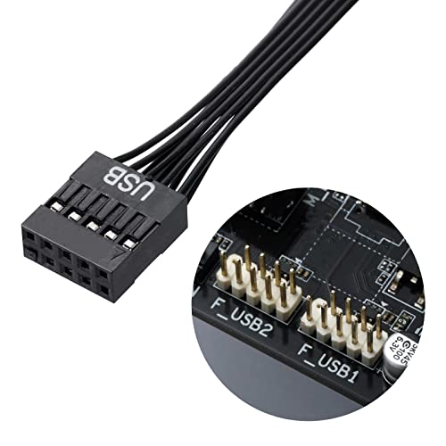 MZHOU Dual USB 2.0 Header Splitter - 9-Pin Motherboard Male to Dual 9-Pin Female Adapter for Internal USB Expansion, PC Builds, Gaming Rigs ((17.6cm Length) - Image 5