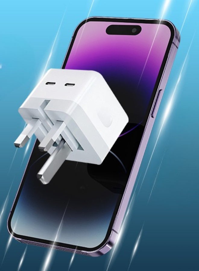 25W Dual USB-C PD Wall Charger – Foldable Plug, Fast and Safe Charging for iPhone and Android Devices - Image 3