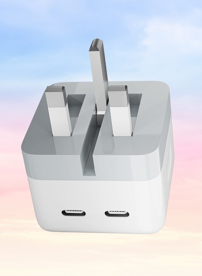 25W Dual USB-C PD Wall Charger – Foldable Plug, Fast and Safe Charging for iPhone and Android Devices - Image 1